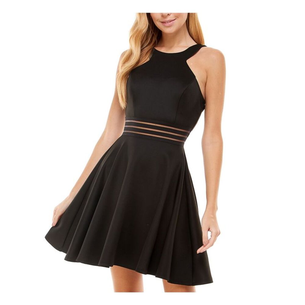 CITY STUDIO Womens Black Sleeveless Short Evening Fit + Flare Dress 15 - Picture 3 of 3